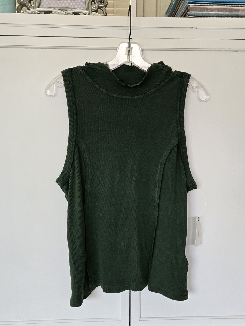 NWT Anthropologie Sleeveless Dark Green Mock Neck Top